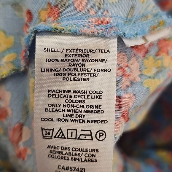 LOFT Blue Floral Flutter Sleeve Dress 8 - Picture 9 of 9